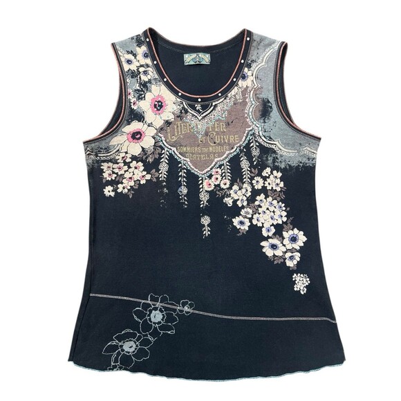 vanilla sugar top sleeveless y2k nouveau floral top embellished Sz PL - Picture 1 of 10